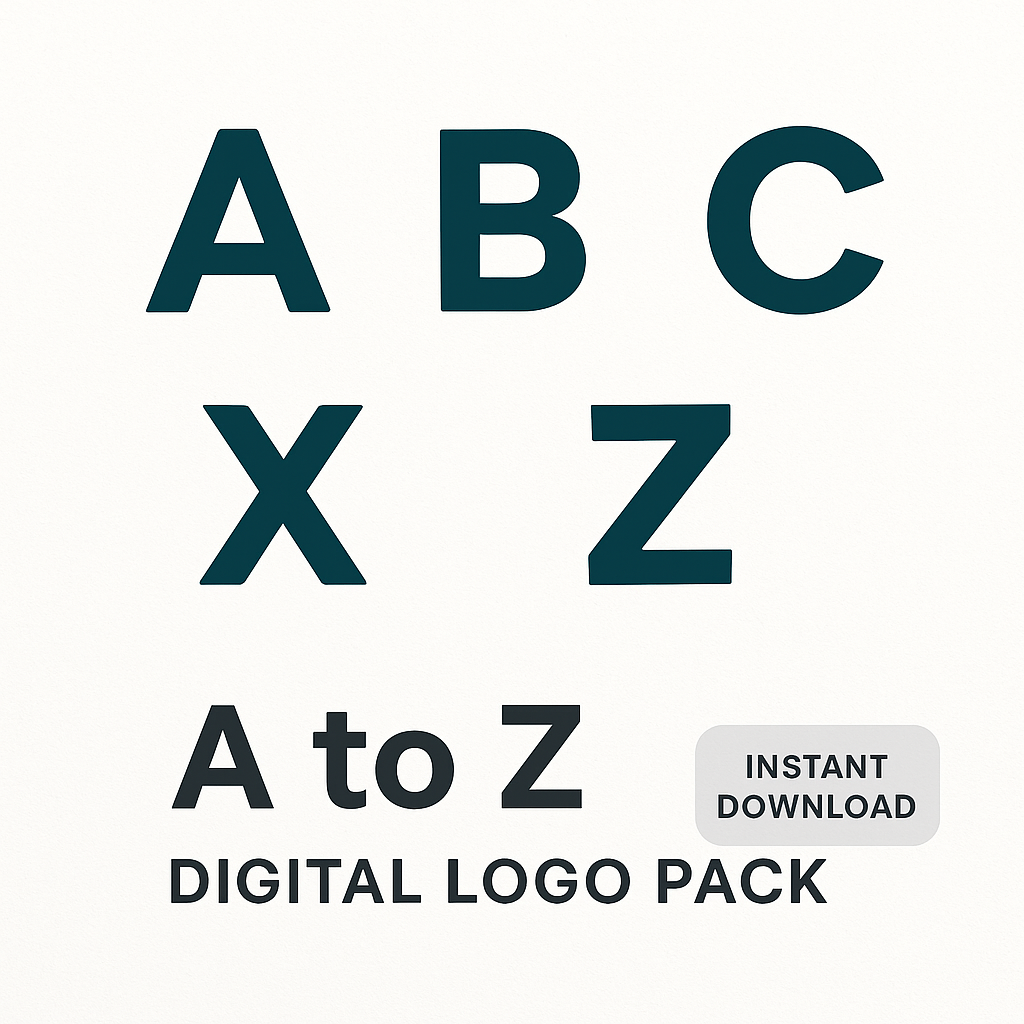A to Z Digital Logo Pack – 26 Customizable Alphabet Logos for Business & Personal Branding"