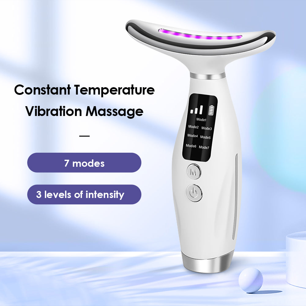 LumiGlow™ 7-Color LED Neck & Face Lifting Device – Anti-Aging, Skin Tightening & Vibration Massage