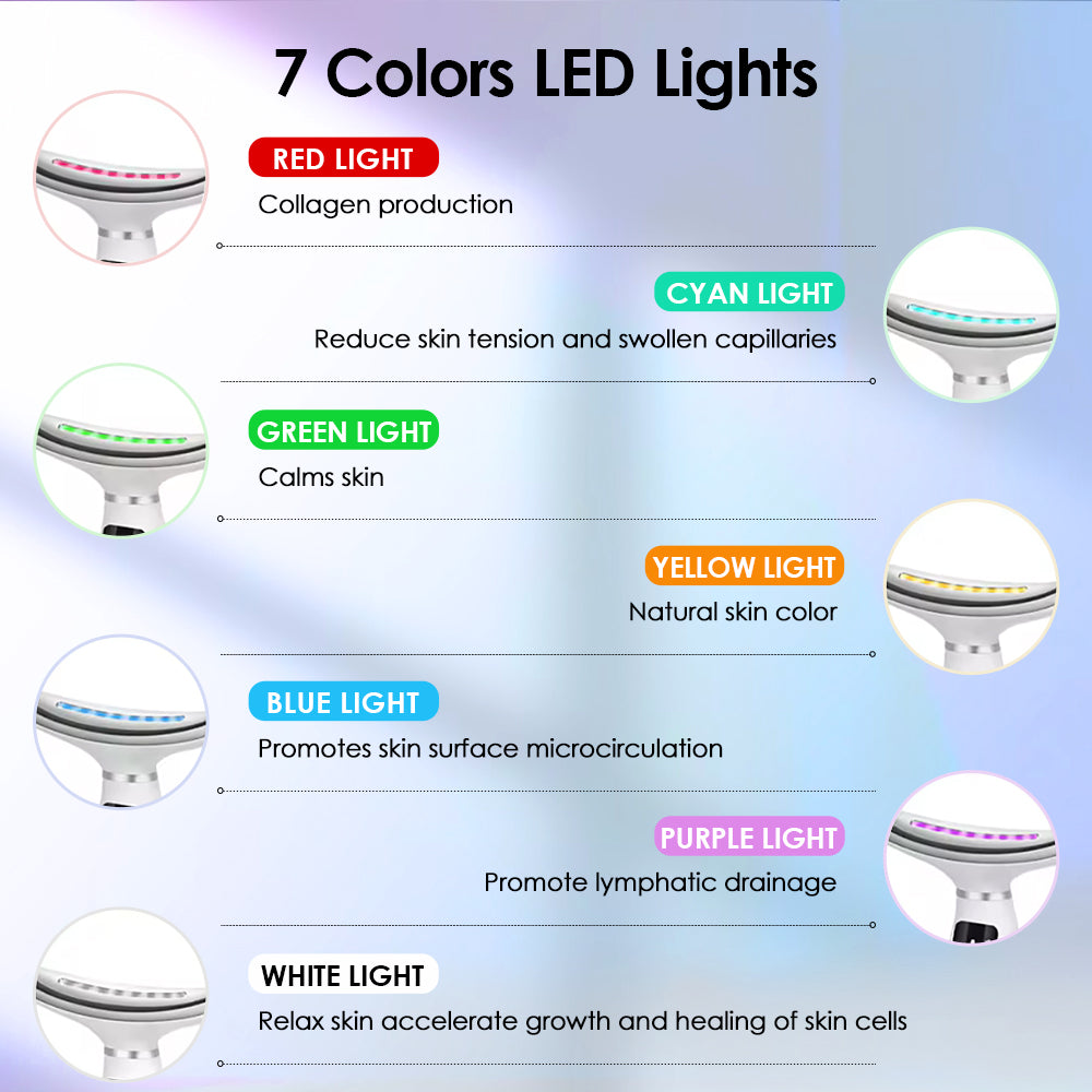 LumiGlow™ 7-Color LED Neck & Face Lifting Device – Anti-Aging, Skin Tightening & Vibration Massage