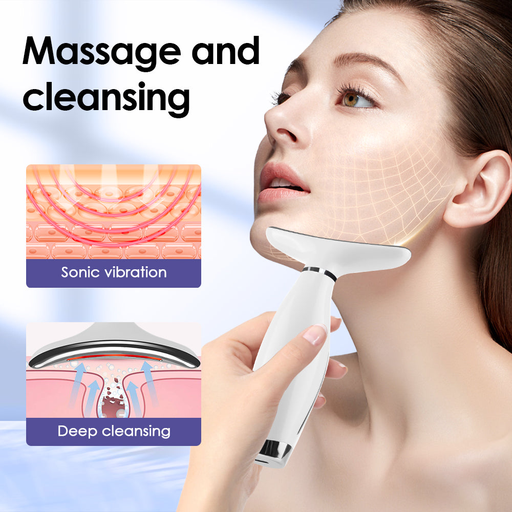 LumiGlow™ 7-Color LED Neck & Face Lifting Device – Anti-Aging, Skin Tightening & Vibration Massage