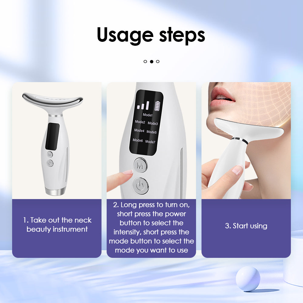 LumiGlow™ 7-Color LED Neck & Face Lifting Device – Anti-Aging, Skin Tightening & Vibration Massage